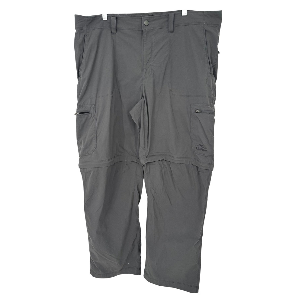 LL Bean Convertible Cargo Pants Men 40x30‎ Gray Hiking Outdoor Stretch Nylon